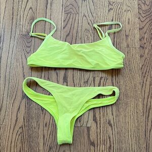 Neon Yellow Ribbed Bikini Set